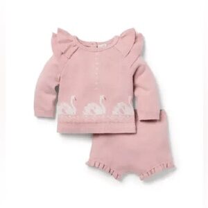 Pale Pink Swan Baby Swan Matching Sweater Set by Janie and Jack